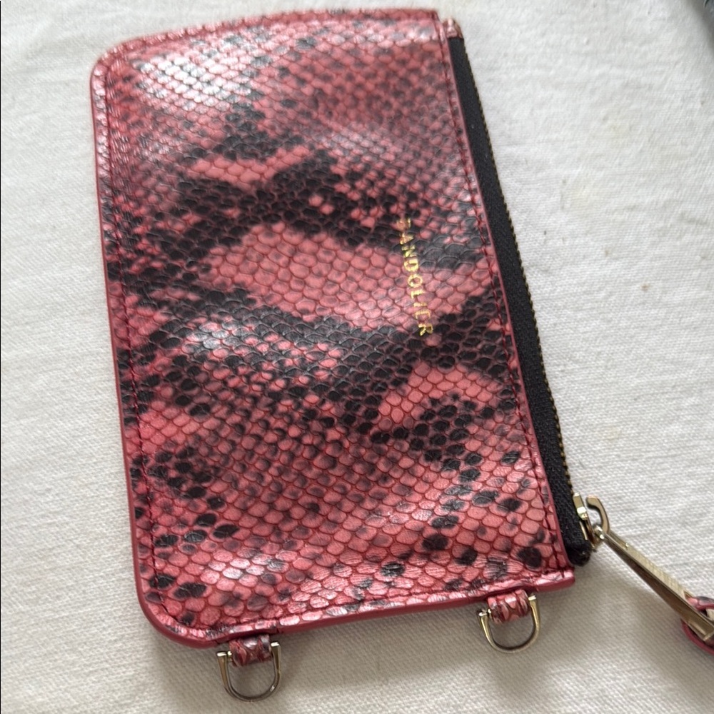 Bandolier Pink Snake Print cross body pouch